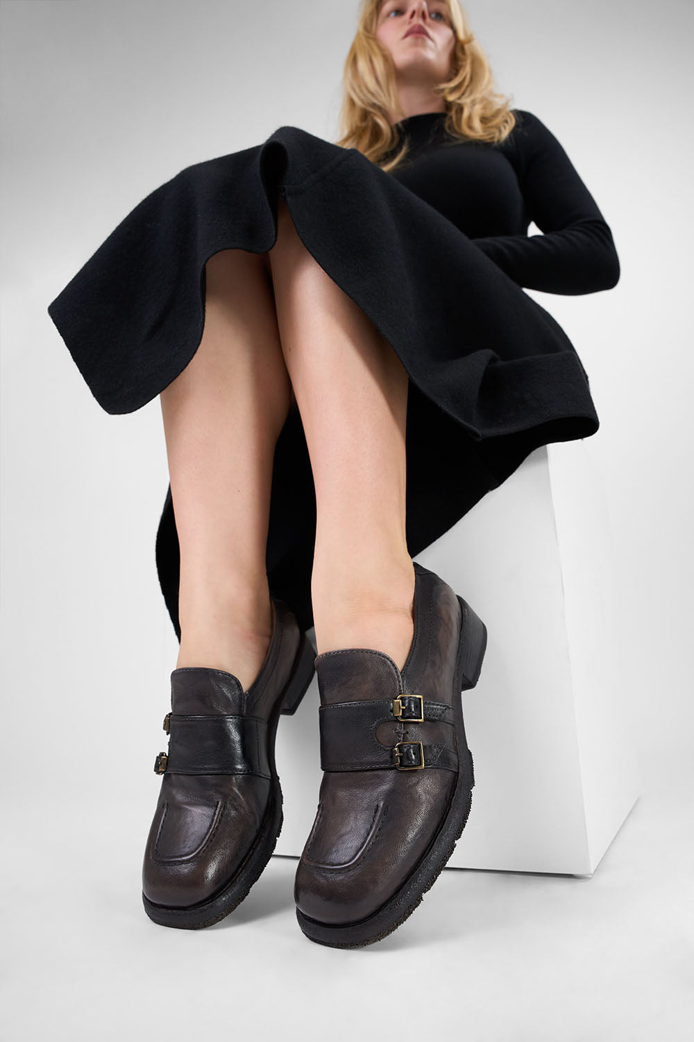 IVES cool-mocha monk shoes.