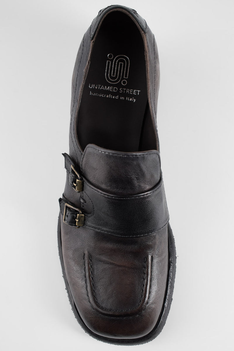 IVES cool-mocha buckle shoes.