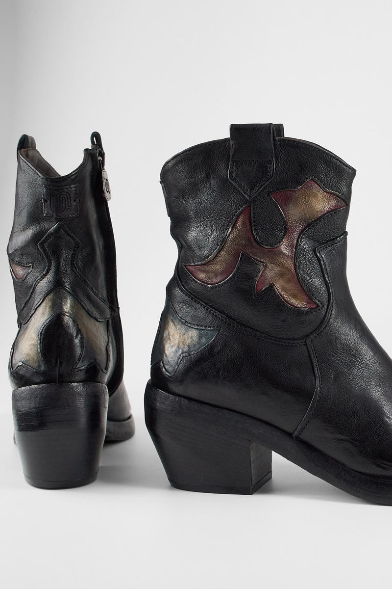 JOLENE black metallic patterns texan boots.