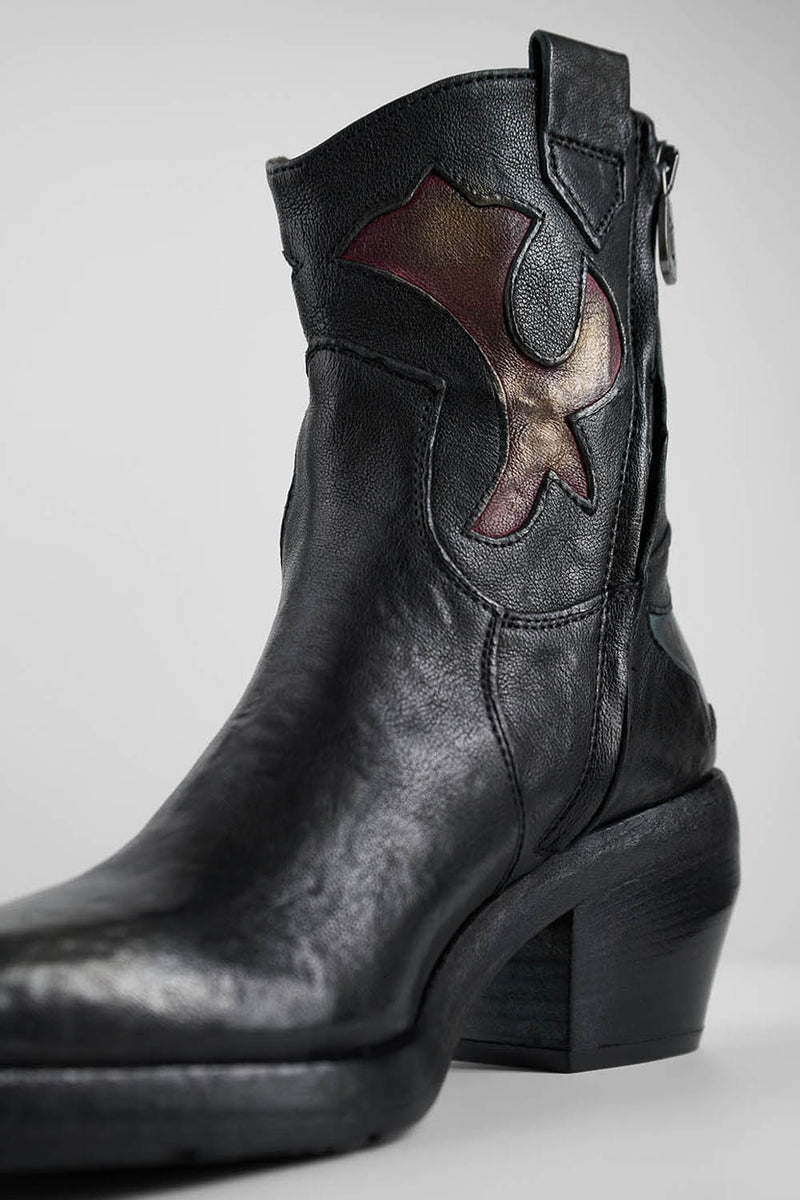 JOLENE black metallic patterns texan boots.