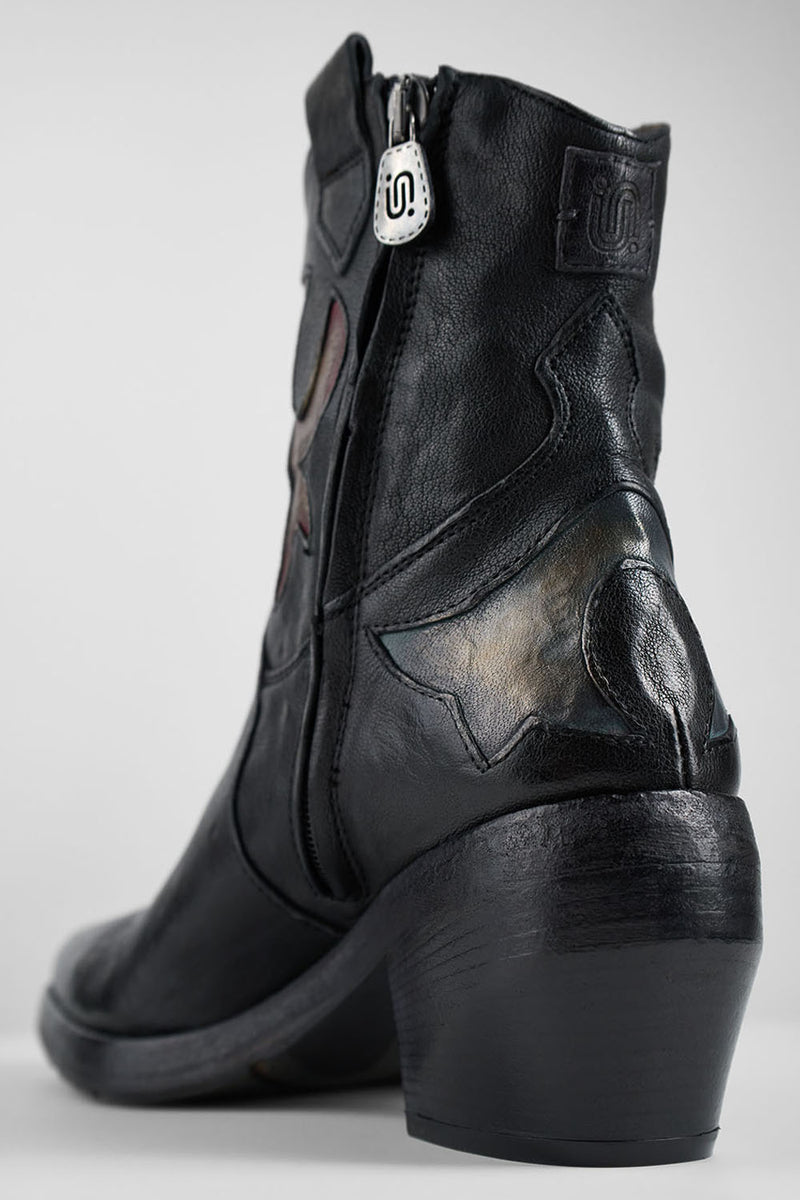 JOLENE black metallic patterns texan boots.