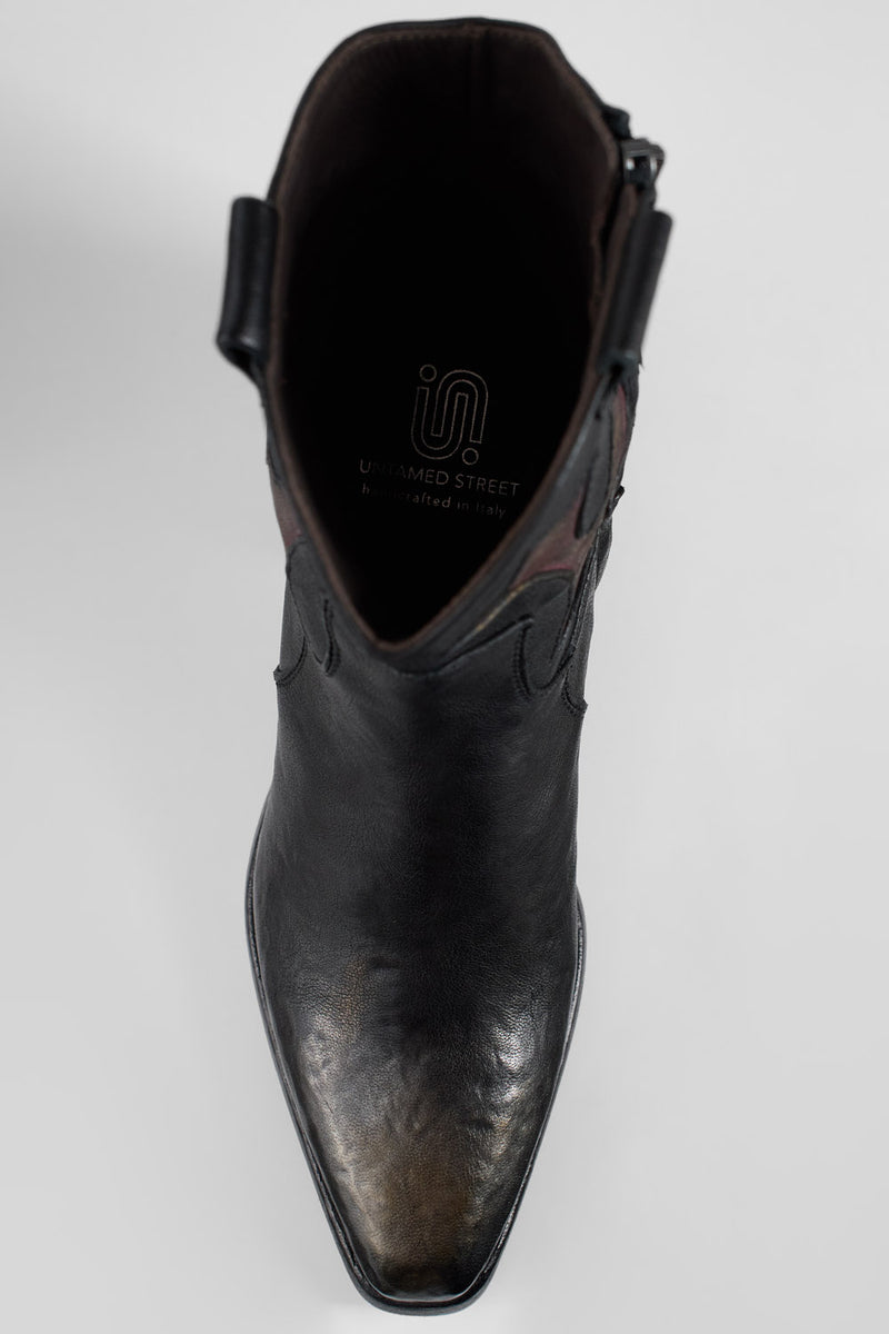 JOLENE black metallic patterns texan boots.