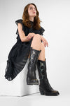 JOLENE black metallic patterns high texan boots.
