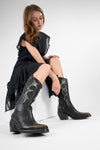 JOLENE black metallic patterns high texan boots.