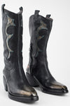JOLENE black metallic patterns high texan boots.