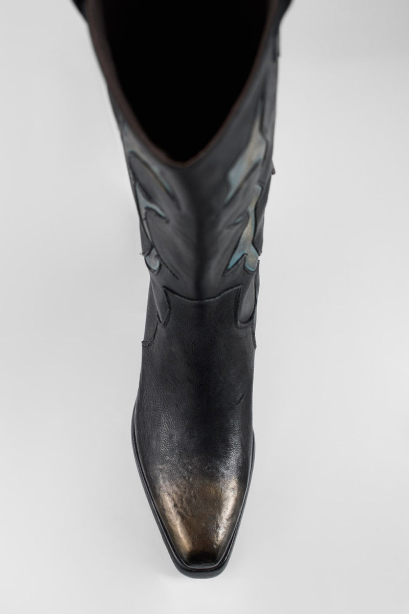 JOLENE black metallic patterns high texan boots.