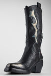 JOLENE black metallic patterns high texan boots.
