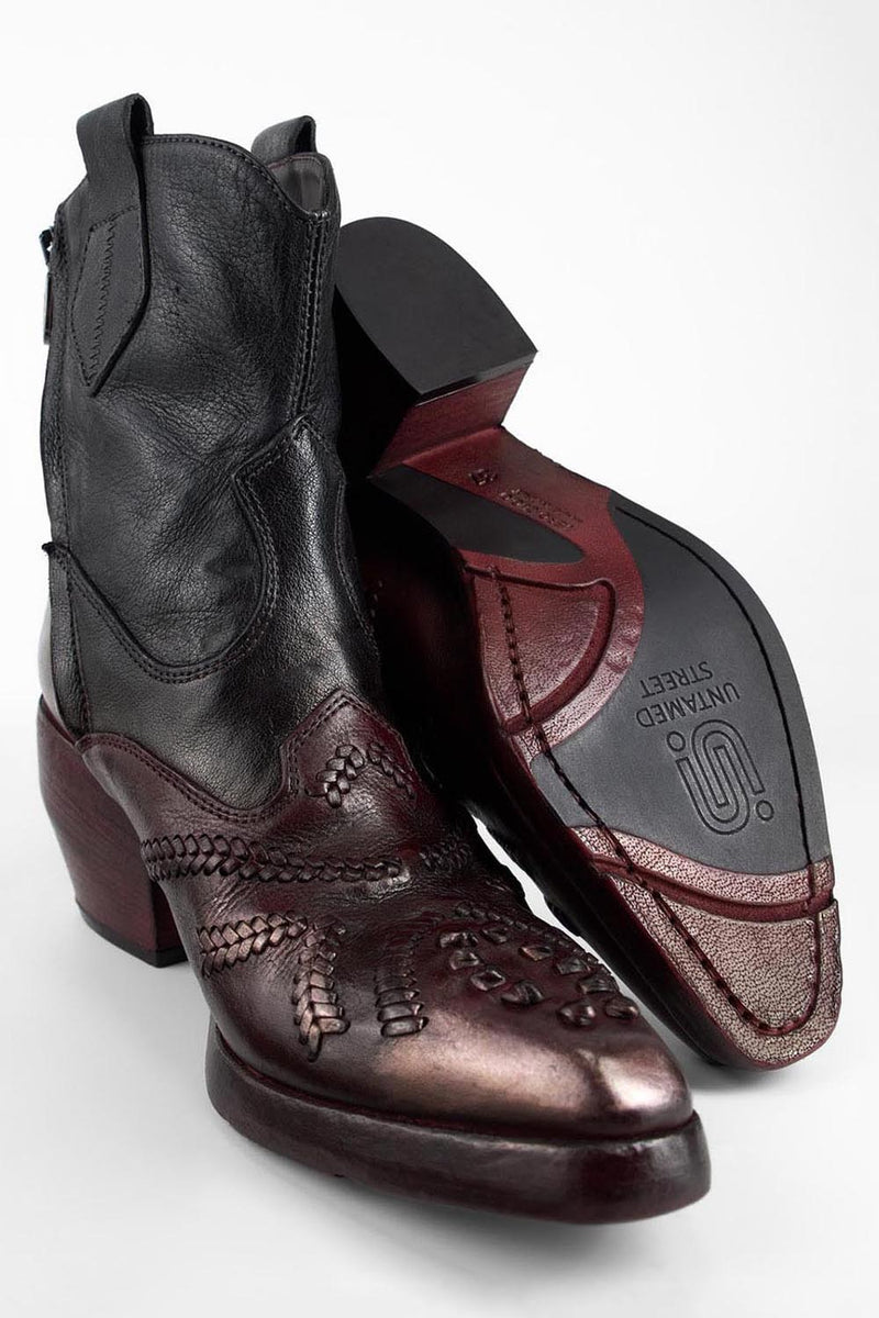 JOLENE black & wine embellished texan boots.