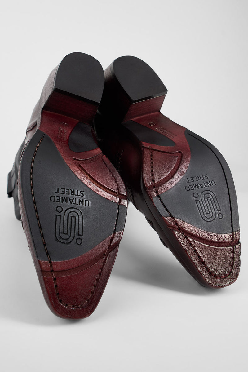 JOLENE black & wine embellished texan boots.