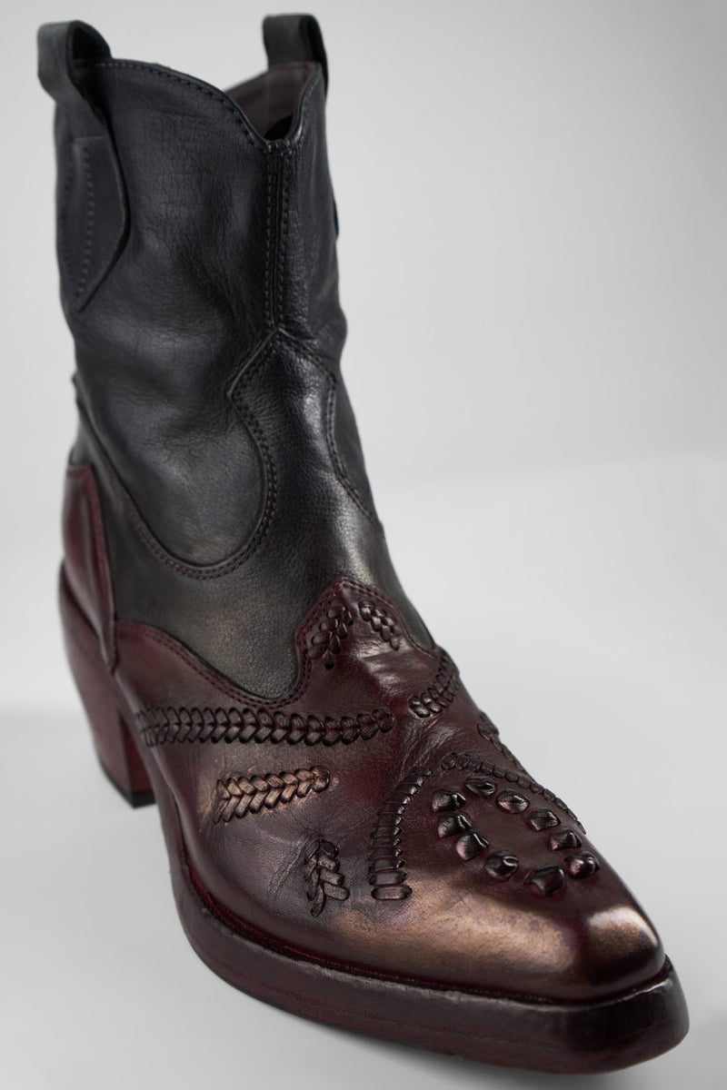 JOLENE black & wine embellished texan boots.