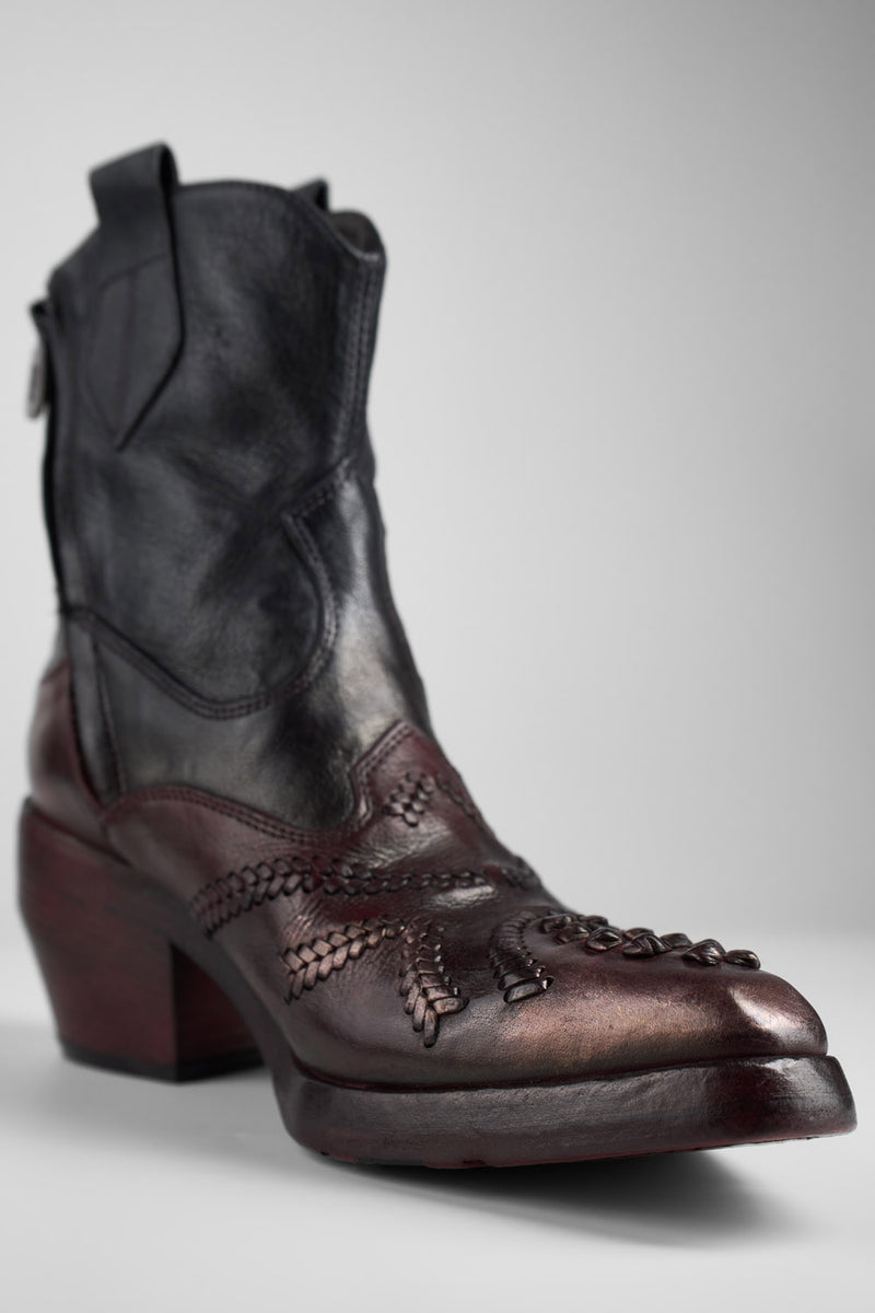 JOLENE black & wine embellished texan boots.