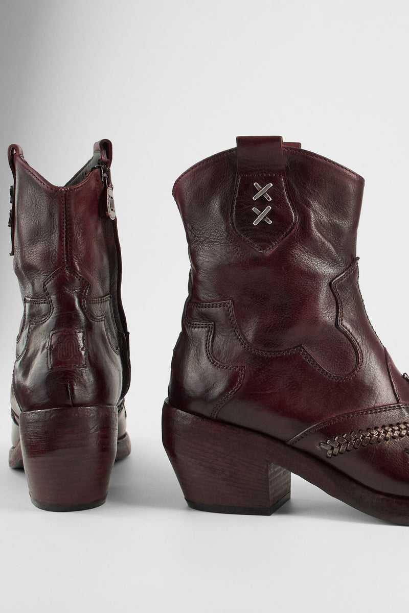 JOLENE rich-burgundy embellished texan boots.