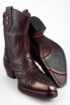 JOLENE rich-burgundy embellished texan boots.