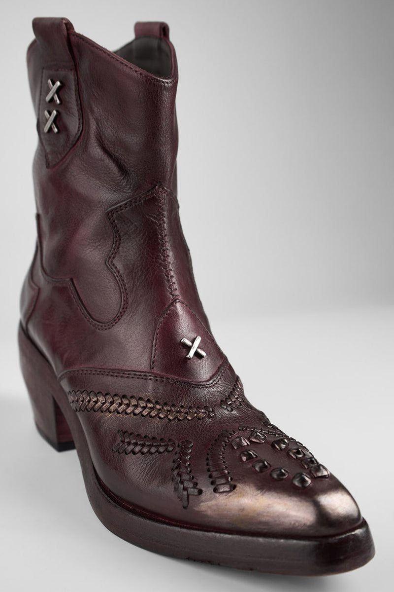 JOLENE rich-burgundy embellished texan boots.