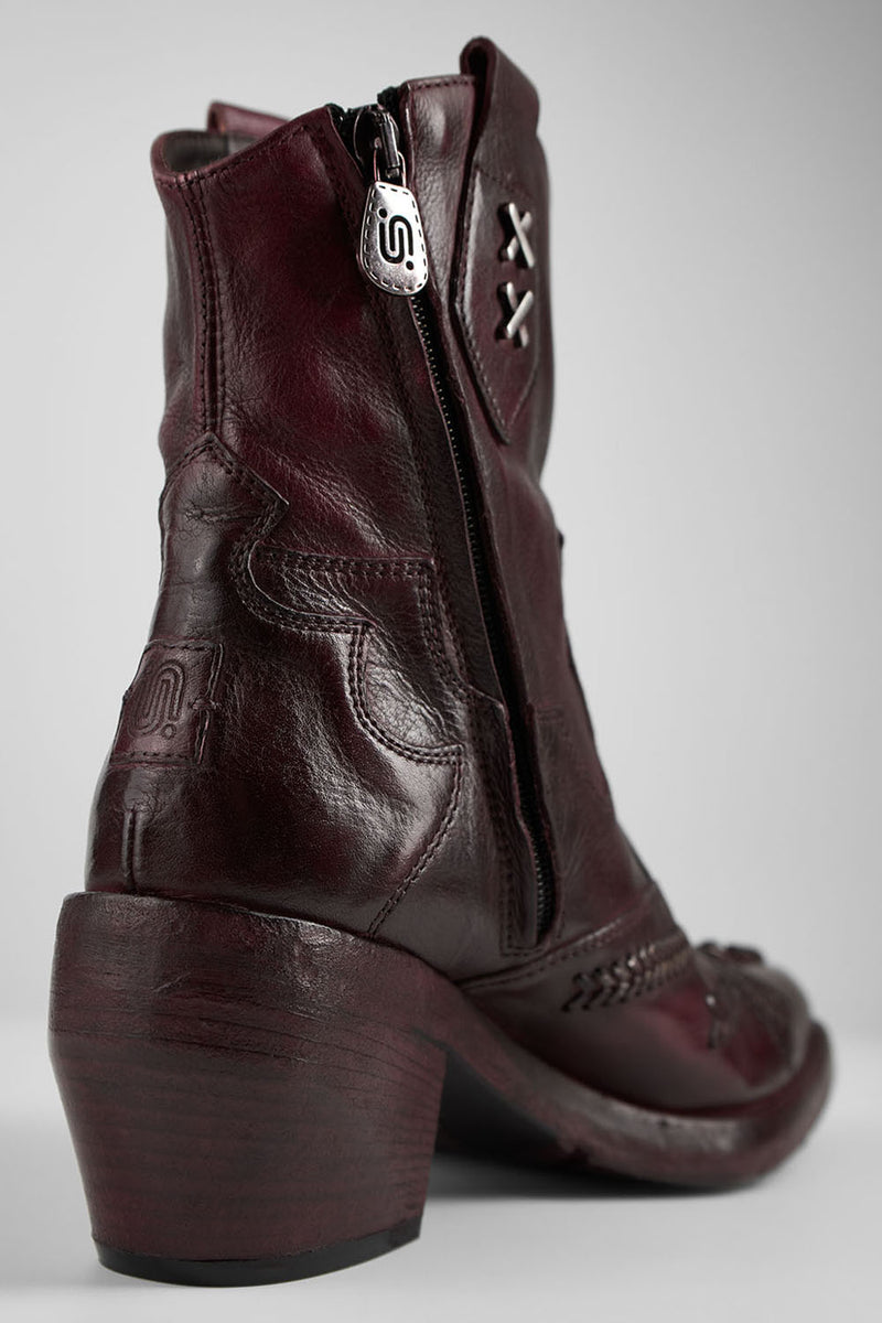 JOLENE rich-burgundy embellished texan boots.