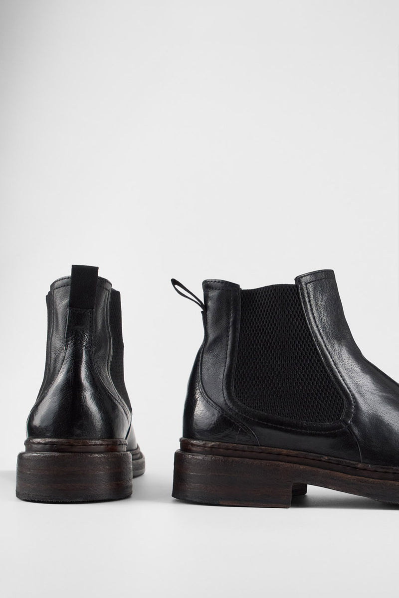 LAMBETH jet-black welted chelsea boots.