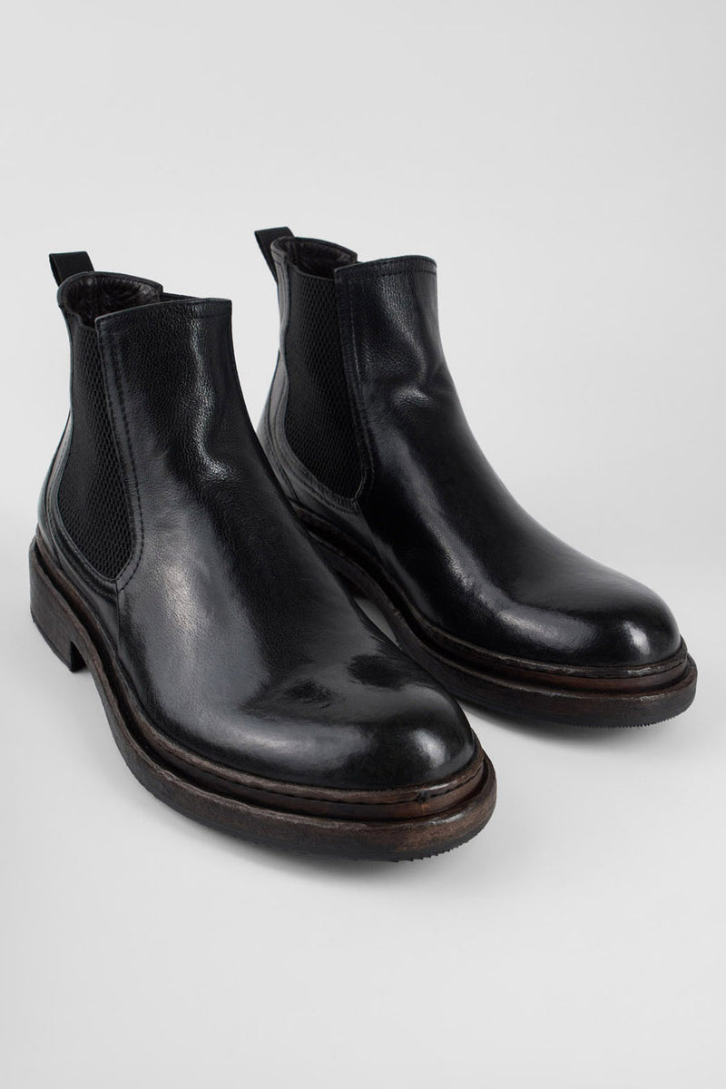 LAMBETH jet-black welted chelsea boots.
