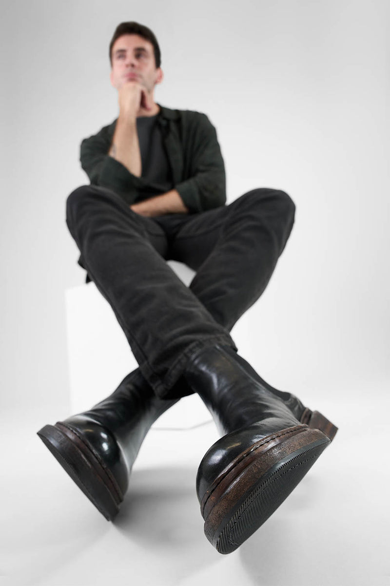 LAMBETH jet-black welted chelsea boots.