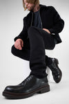 LAMBETH jet-black welted derby shoes.
