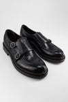 LAMBETH jet-black welted monk shoes.