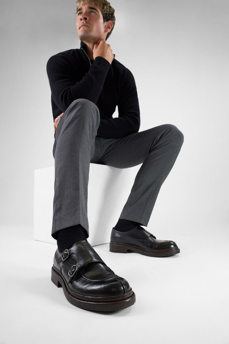 LAMBETH jet-black welted monk shoes untamed street – UNTAMED STREET