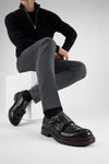 LAMBETH jet-black welted monk shoes.