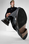 LAMBETH jet-black welted monk shoes.