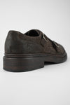 LAMBETH coffee-brown suede welted monk shoes.
