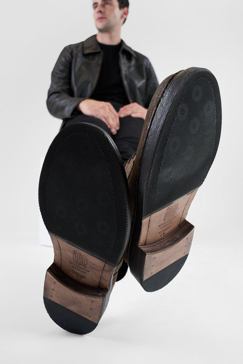 LAMBETH dry-tan suede welted derby shoes.