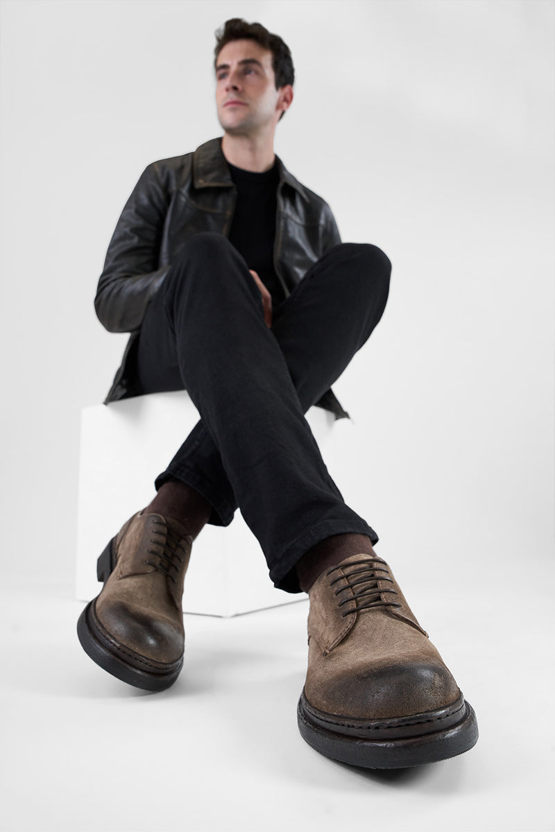 LAMBETH dry-tan suede welted derby shoes.