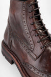 LENNOX dark-cocoa brogue ankle boots.