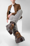 HAYES dark-cocoa distressed welted sneakers.