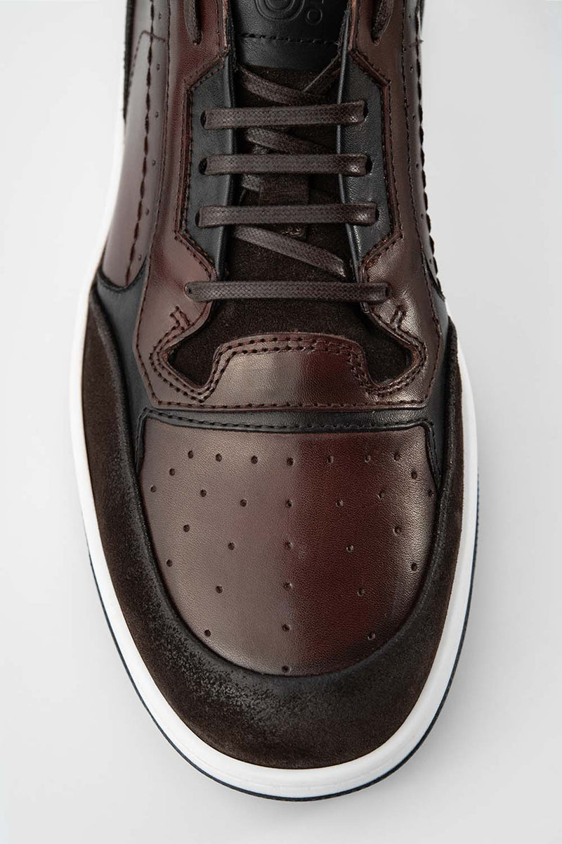 MADDOX chestnut patina high sneakers.