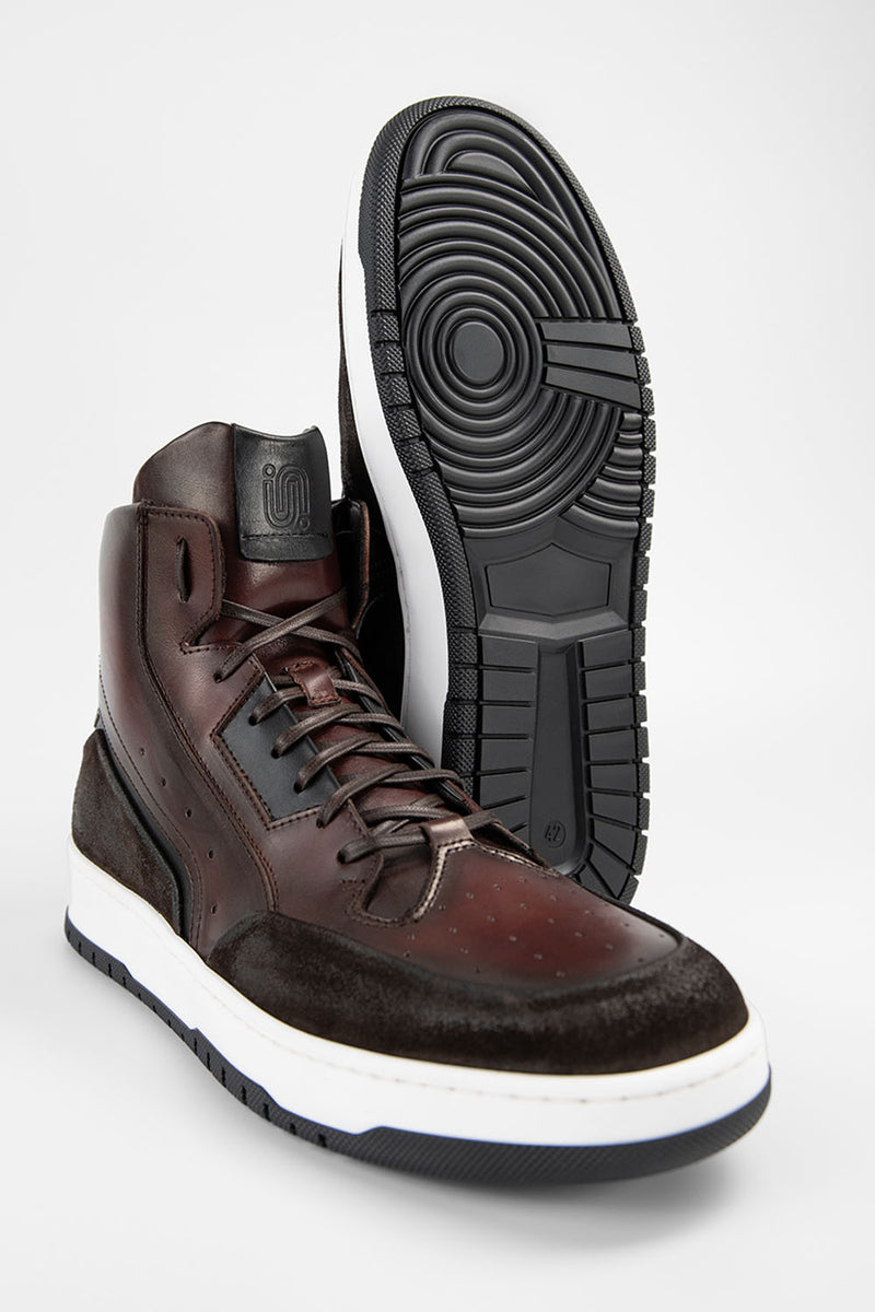 MADDOX chestnut patina high sneakers.