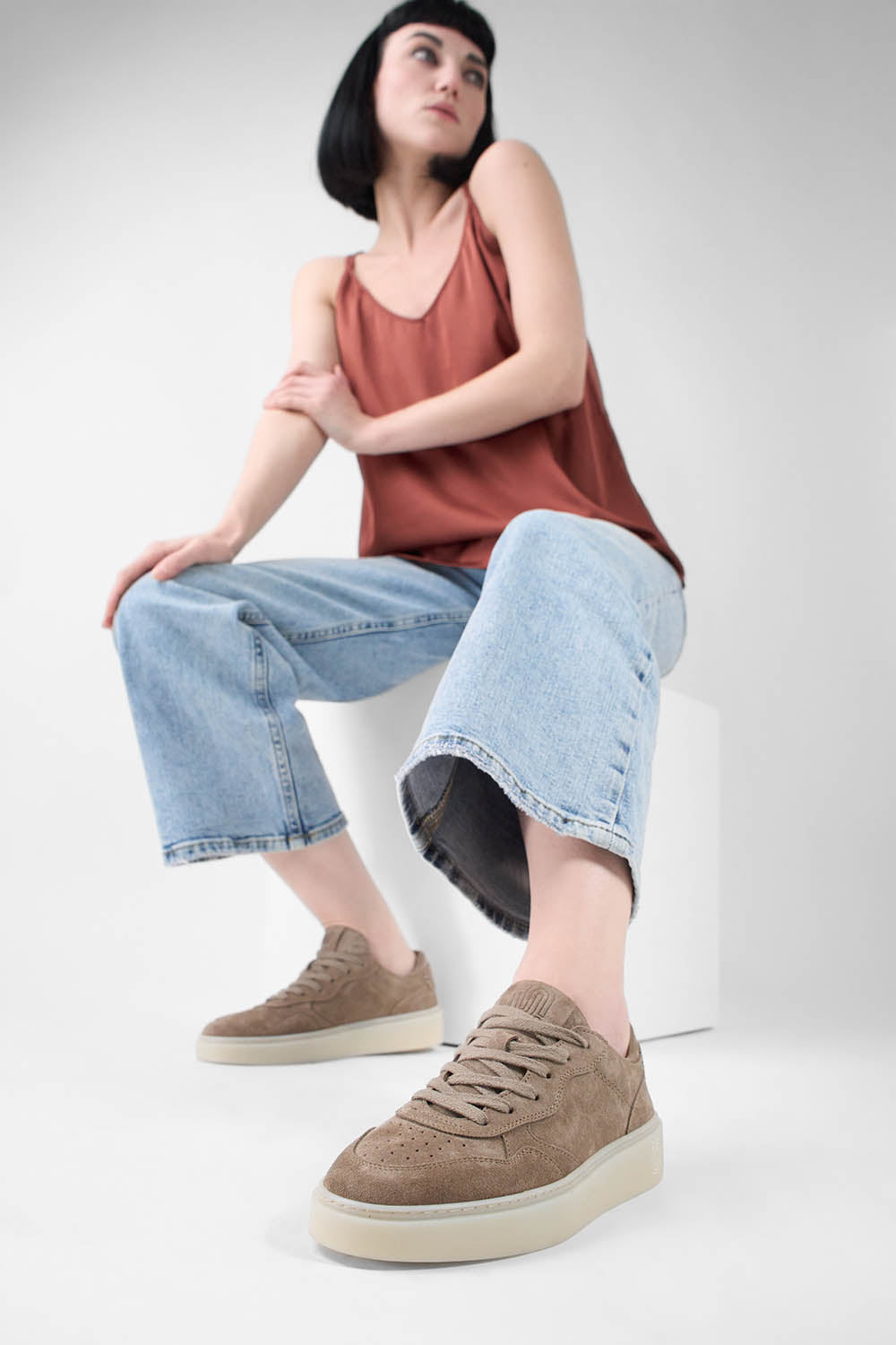MAEVE soft-taupe suede sneakers.