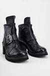 EDEN jade-black buckle boots.