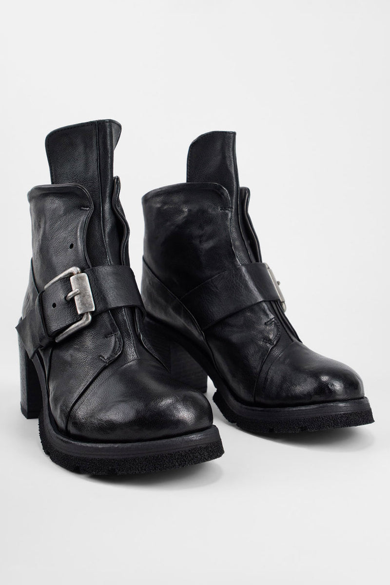 EDEN jade-black buckle boots.