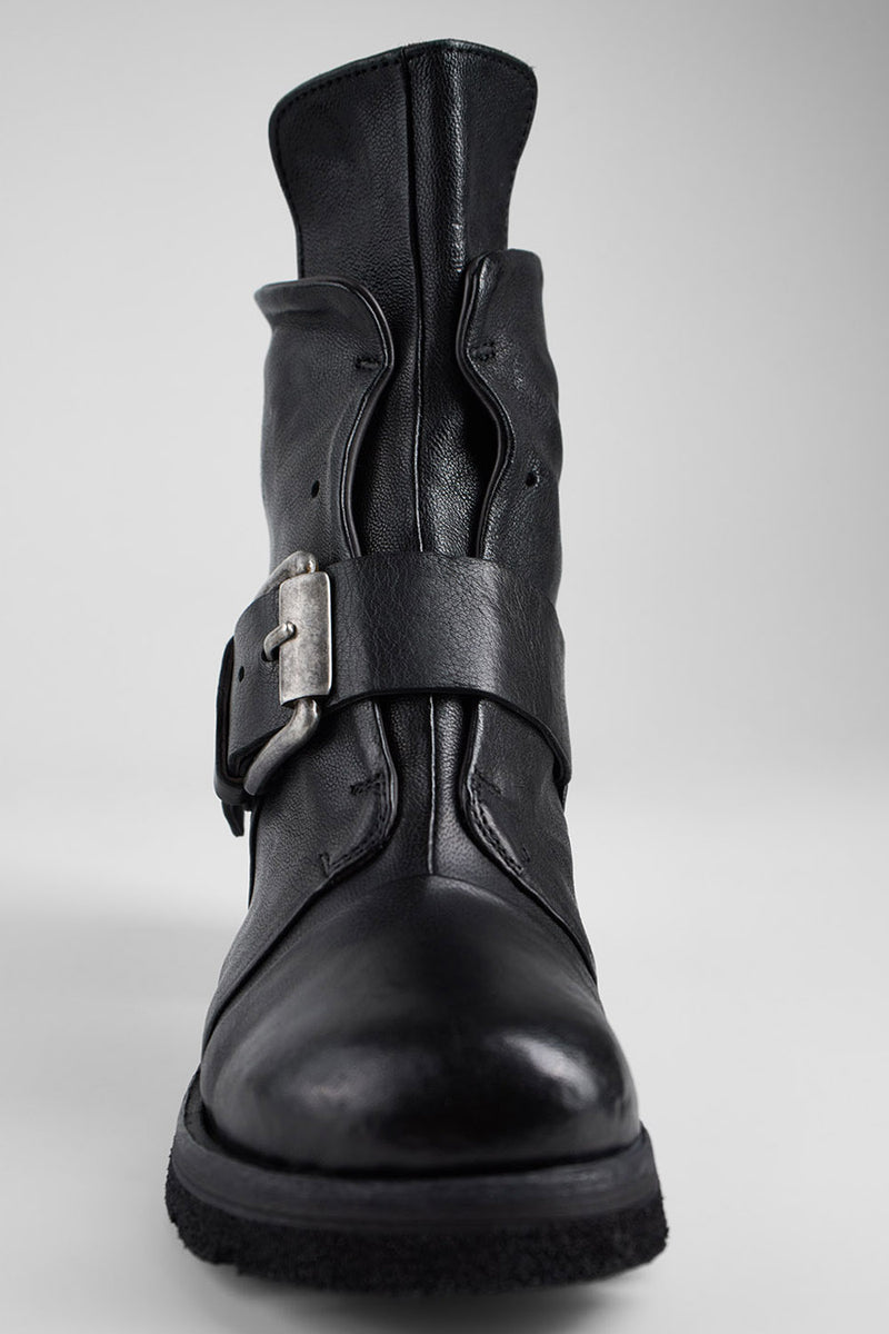 EDEN jade-black buckle boots.