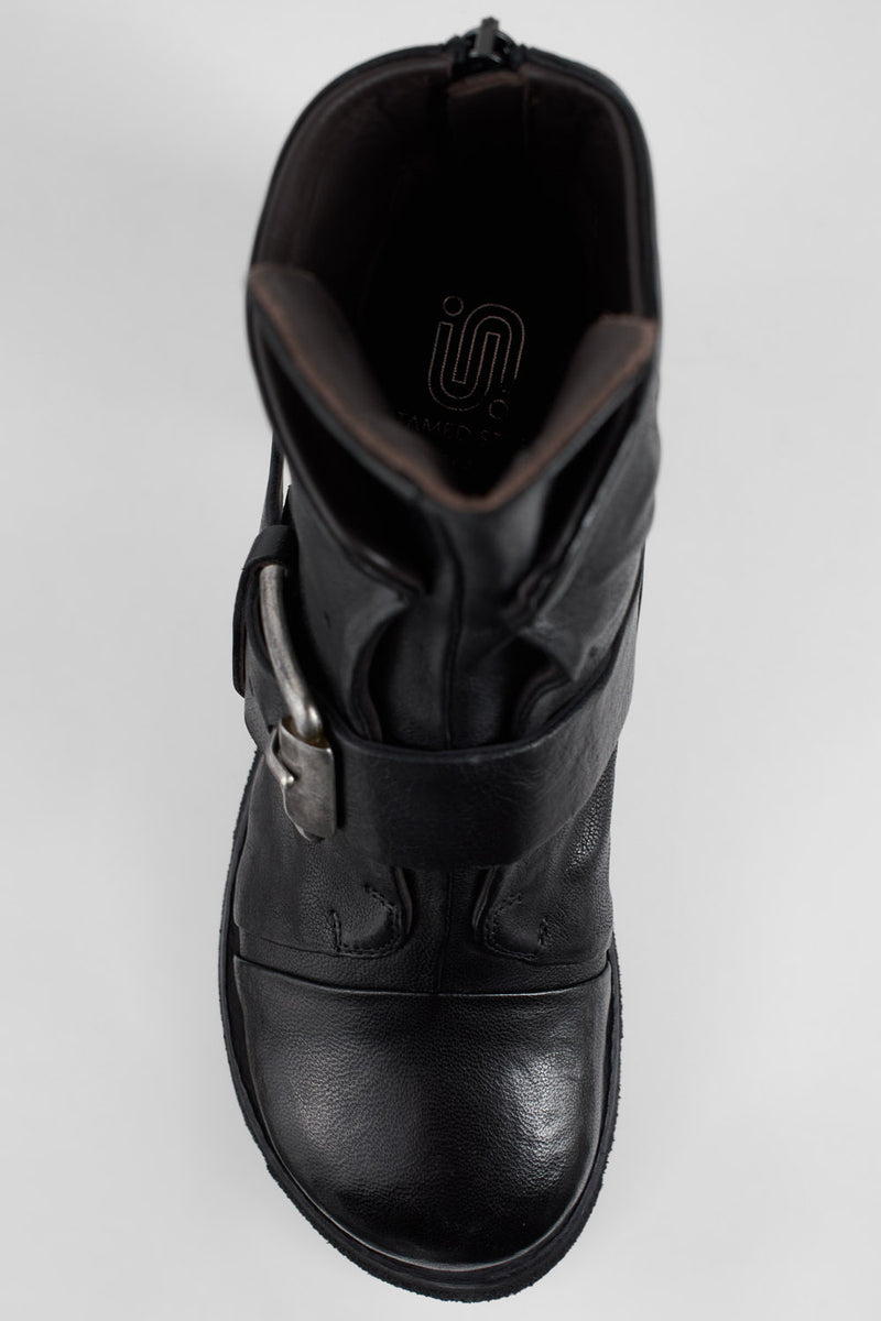 EDEN jade-black buckle boots.