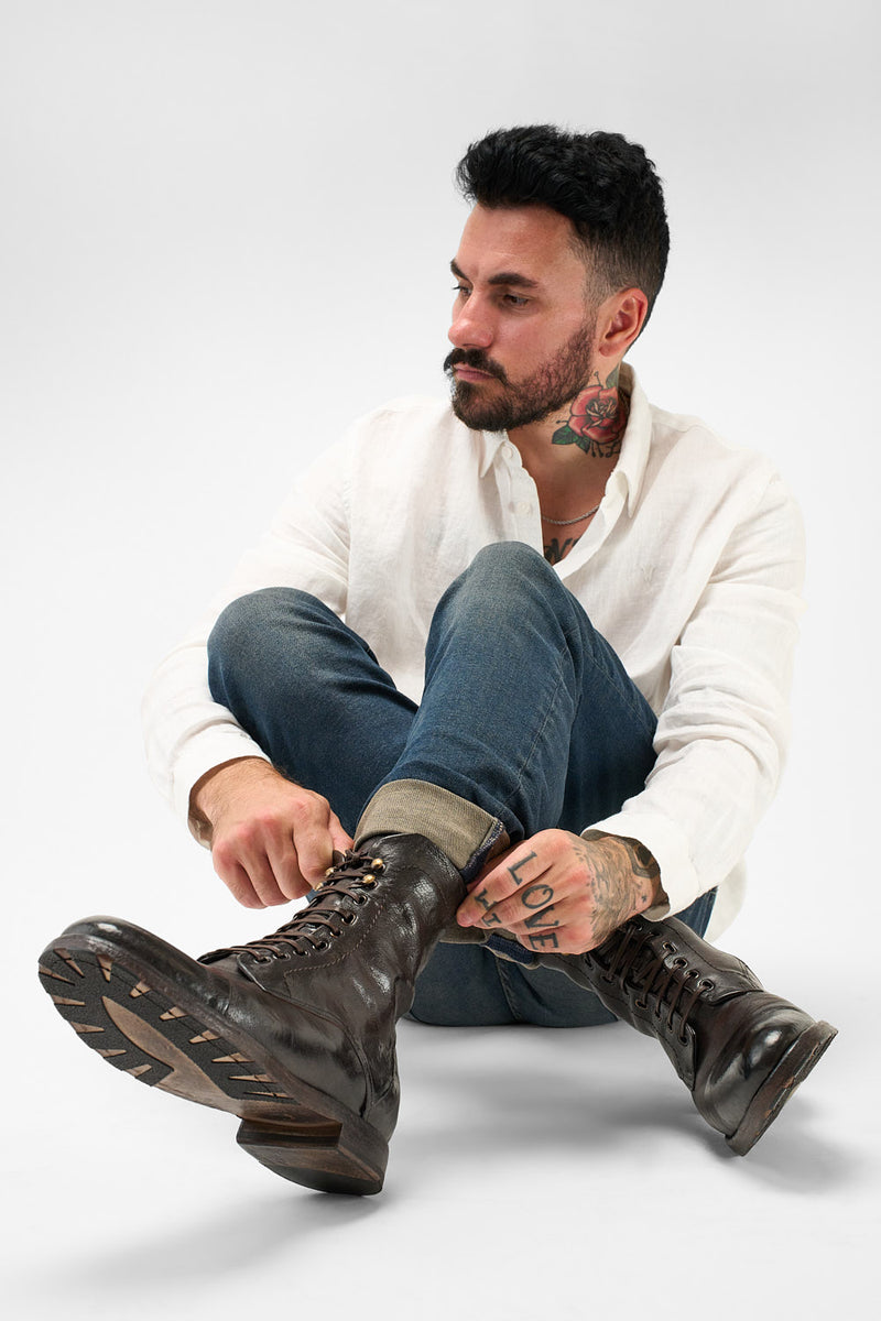 ASTON cigar-brown military boots untamed street – UNTAMED STREET
