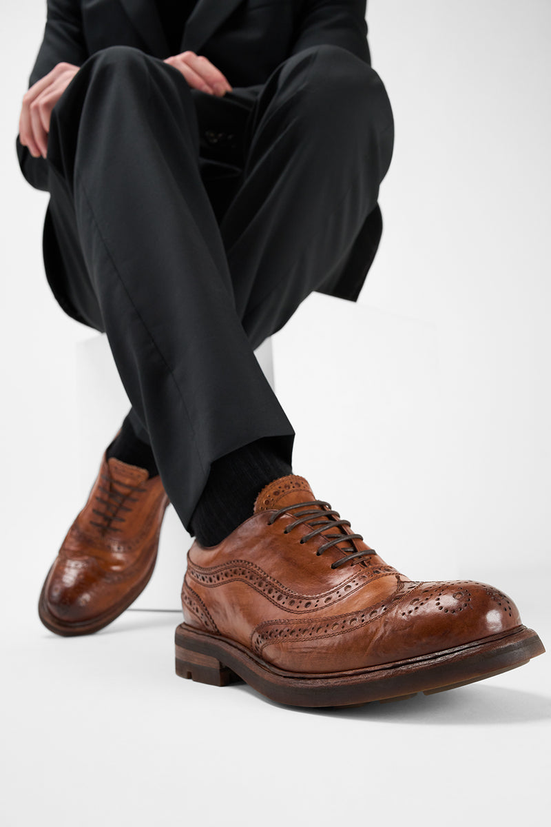 LENNOX cognac brogue oxford shoes untamed street – UNTAMED STREET