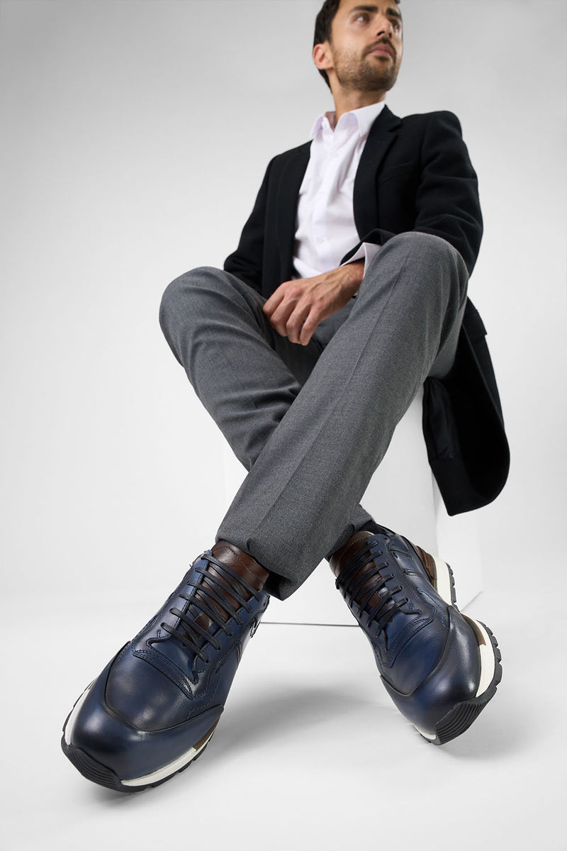 OWEN meteorite-blue triple stitched patina runners.