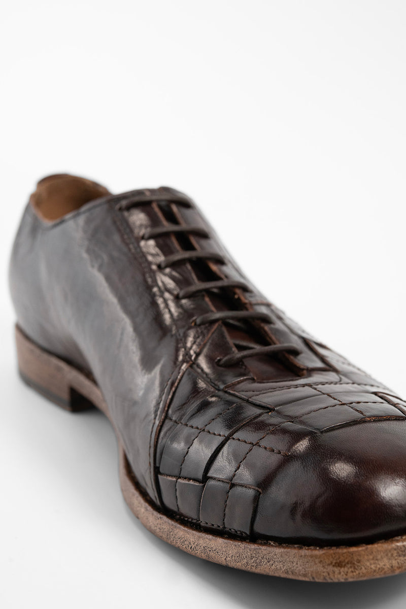 Men's Elegant Vintage Woven Leather Derby