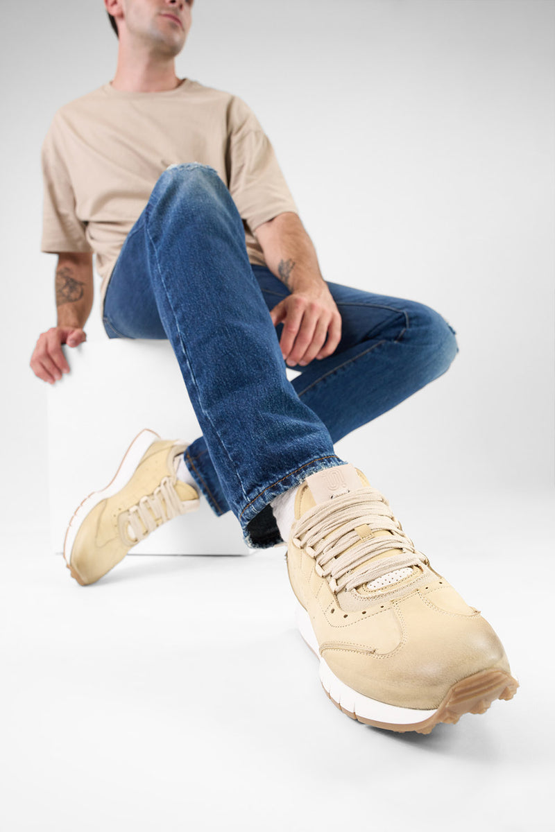 PEARCE desert-brown nubuck wingtip runners.