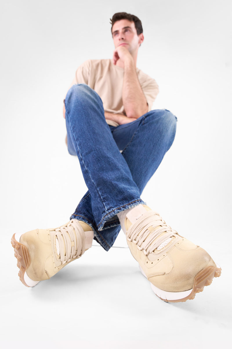 PEARCE desert-brown nubuck wingtip runners.