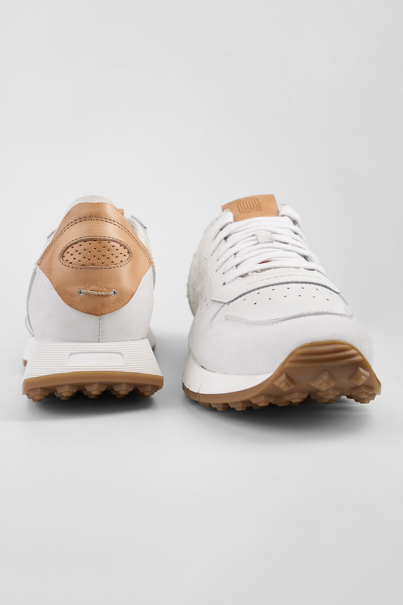 PEARCE limestone-white nubuck runners.