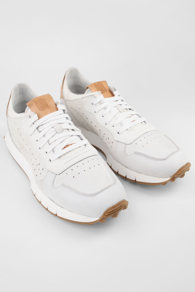 PEARCE limestone-white nubuck runners.