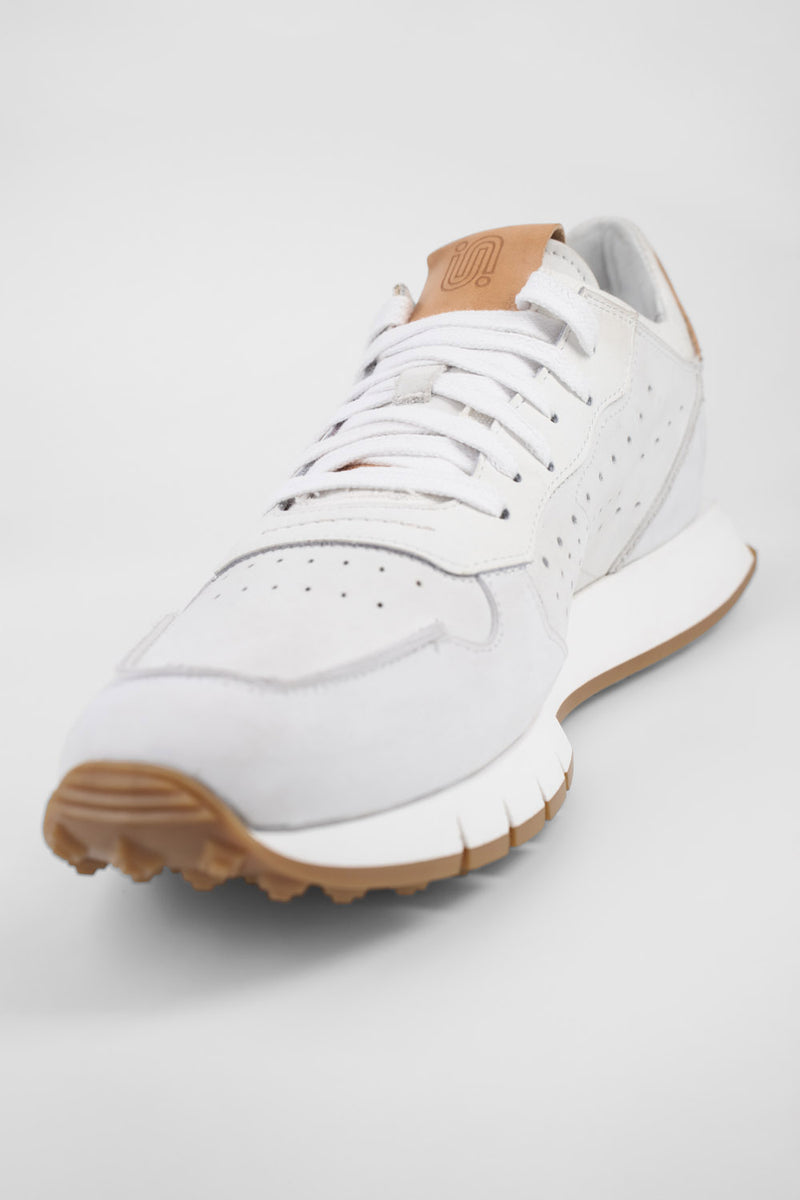 PEARCE limestone-white nubuck runners.