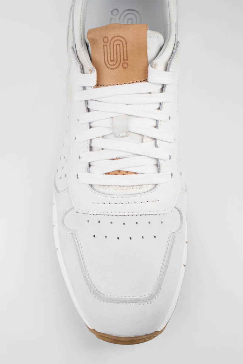 PEARCE limestone-white nubuck runners.