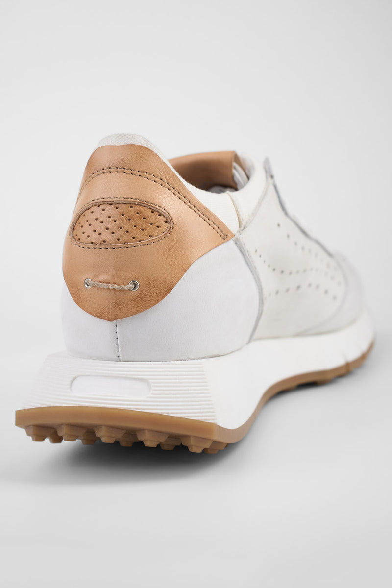 PEARCE limestone-white nubuck runners.